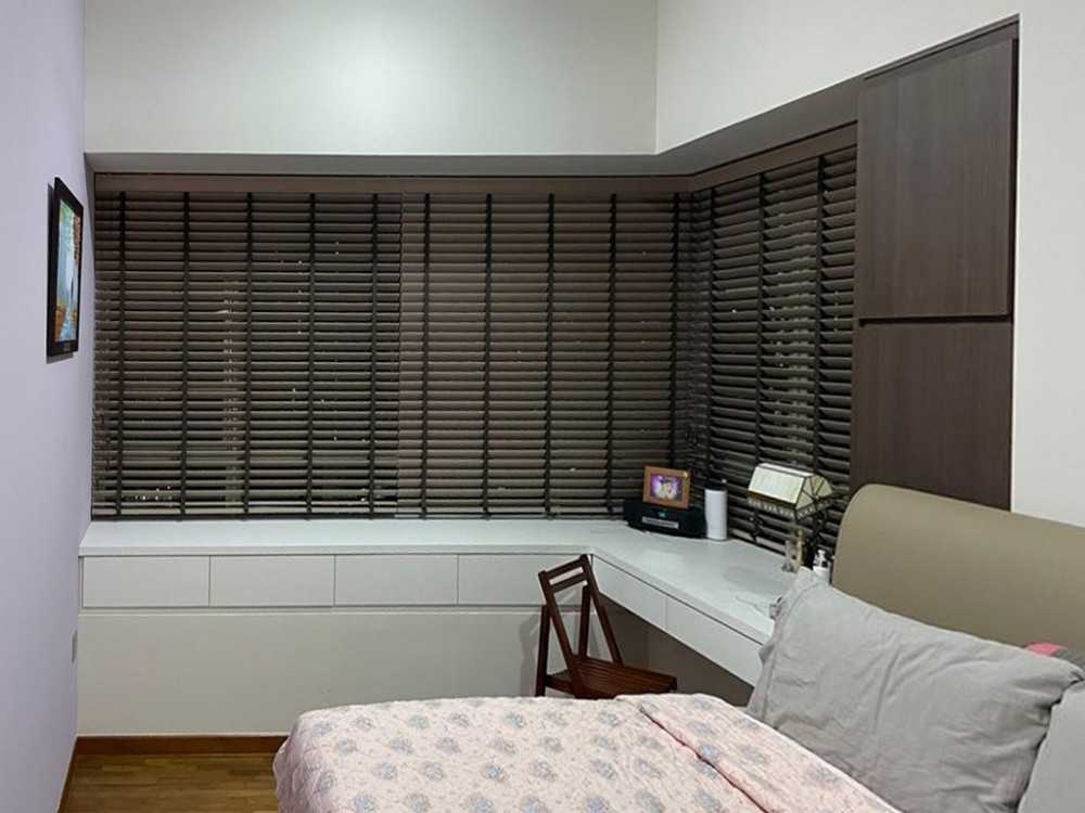 Scandinavian Bedroom with Wood Flooring and Wardrobe
