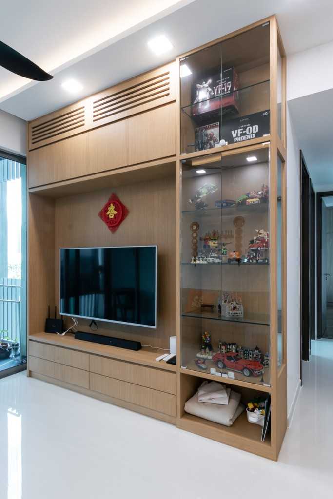 Modern Living Room with TV Console and Downlights