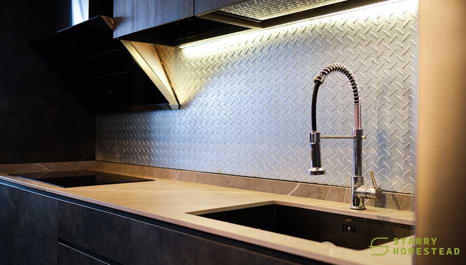 Industrial Kitchen with Dishwasher and Kitchen Cabinets