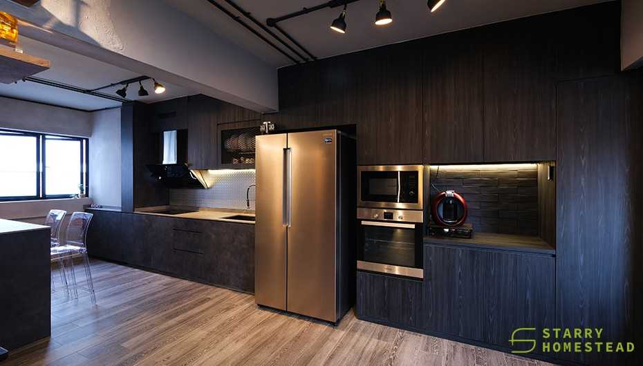 Industrial Kitchen with Kitchen Window and Kitchen Cabinets