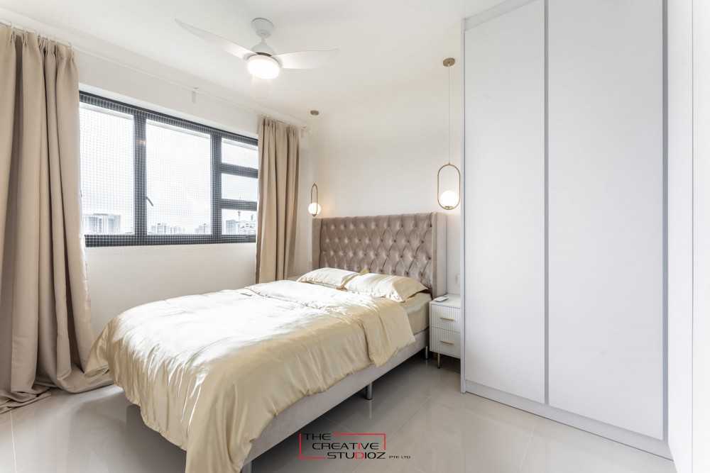 Minimalist Bedroom with Wardrobe and Bed