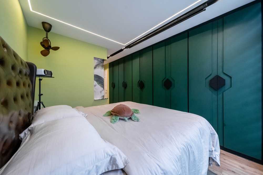 Contemporary Bedroom with Vinyl Flooring and Wood Flooring