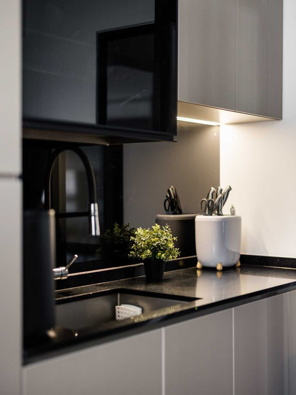 Industrial Kitchen with Countertop and Kitchen Backsplash