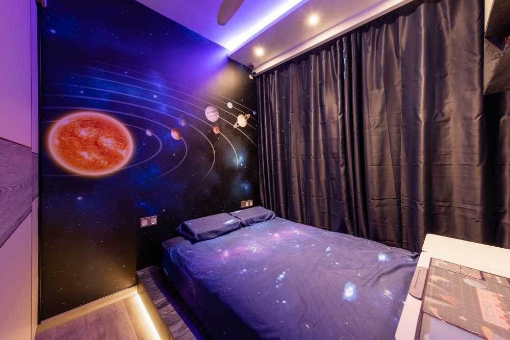 Transitional Bedroom with Vinyl Flooring and Wardrobe