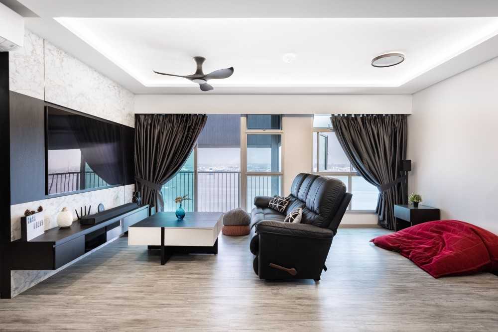Modern Living Room with Vinyl Flooring and TV Console