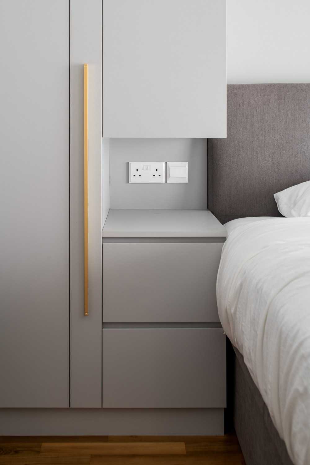 Contemporary Bedroom with Bookshelf and Platform Bed