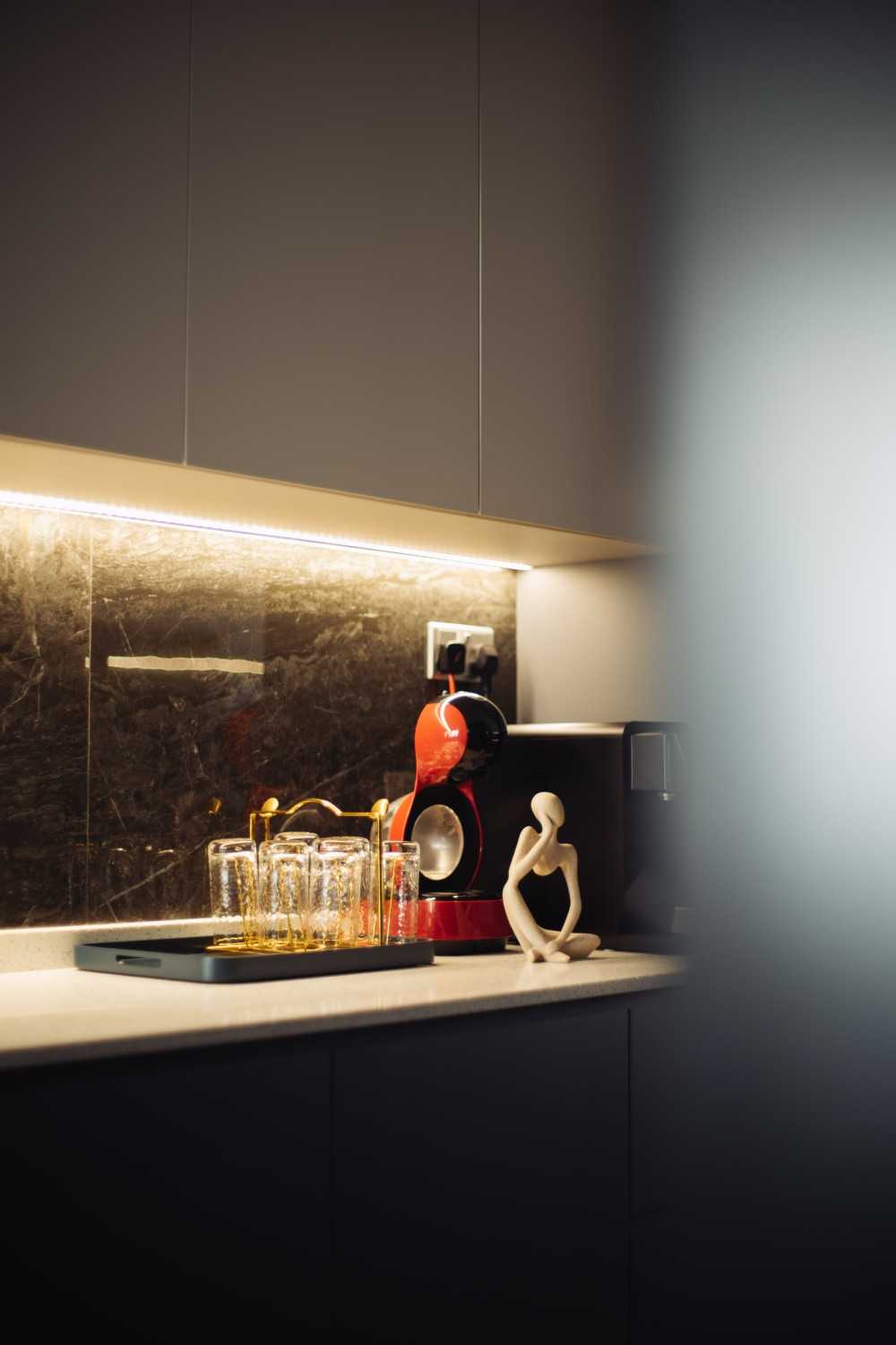 Contemporary Kitchen with Countertop and Cupboard