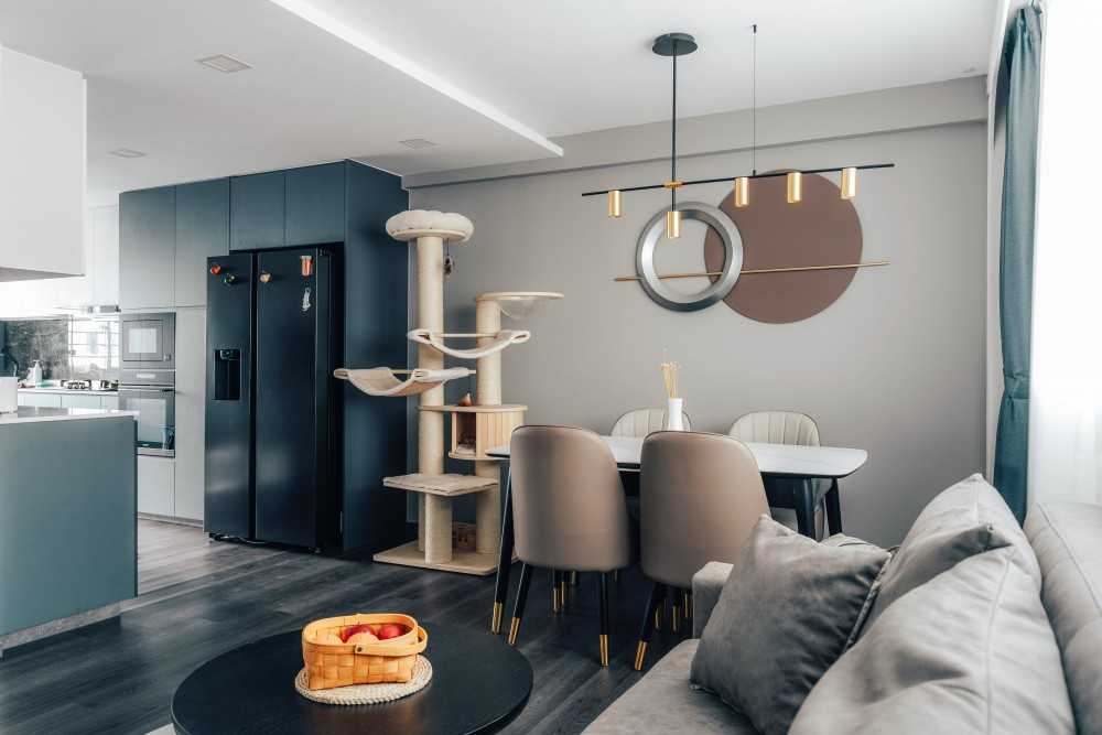 Contemporary Dining Room with Dining Table and Dining Chairs