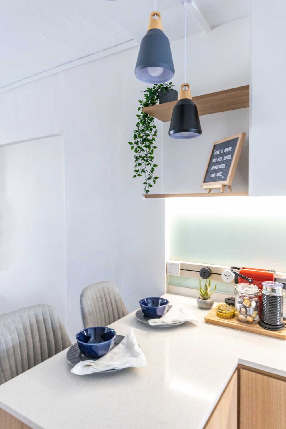 Scandinavian Kitchen with Countertop and Kitchen Island