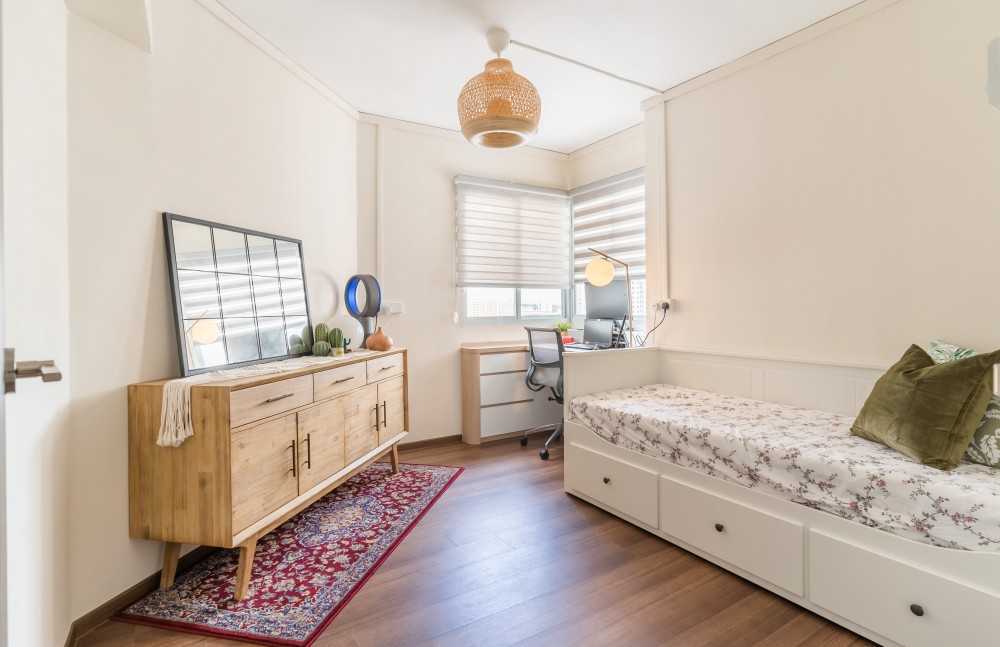 Vintage Bedroom with Vinyl Flooring and Sofa