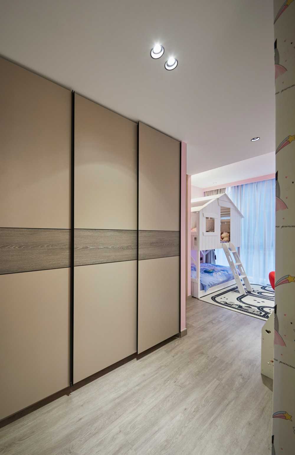 Modern Kids Room with Wardrobe and Storage Cabinets