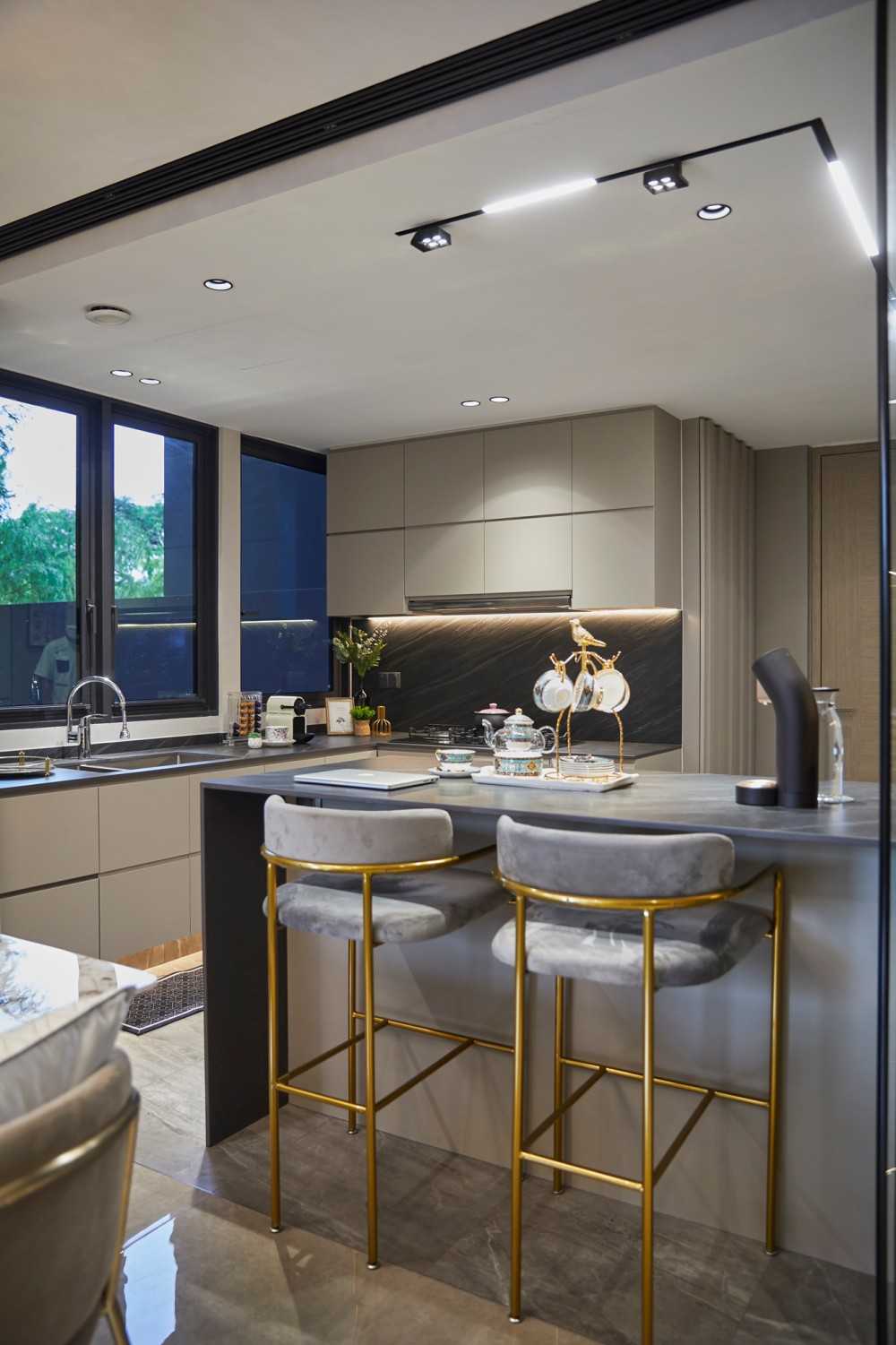 Modern Dining Room with Coffee Table and Storage Cabinets