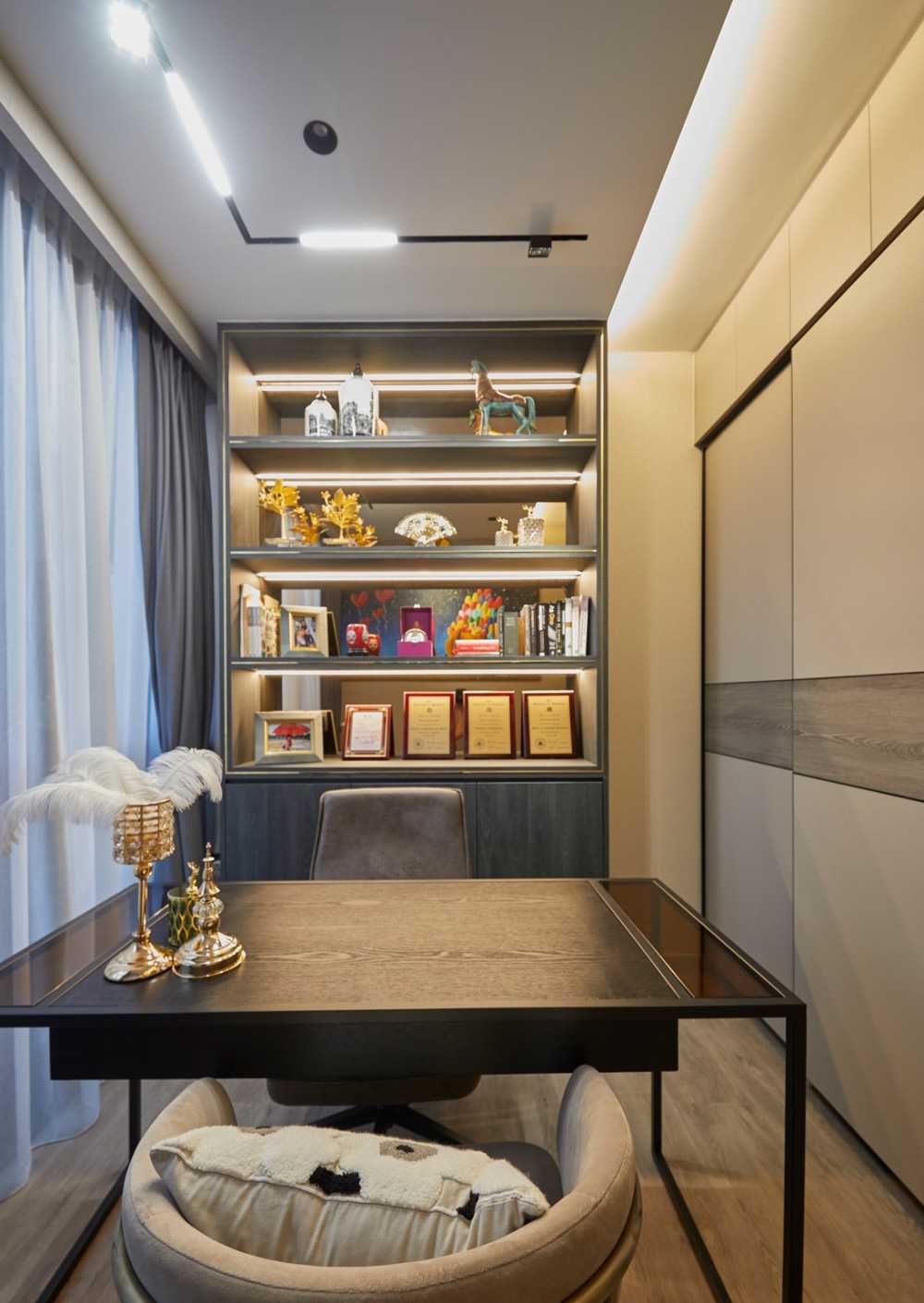 Modern Study with Wardrobe and Paintings