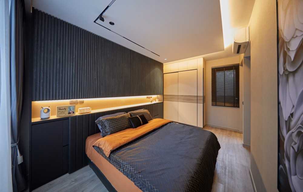Modern Bedroom with Wardrobe and Bedside Table