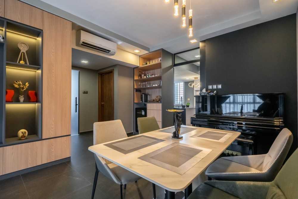 Modern Dining Room with Ceiling Light and Dining Table