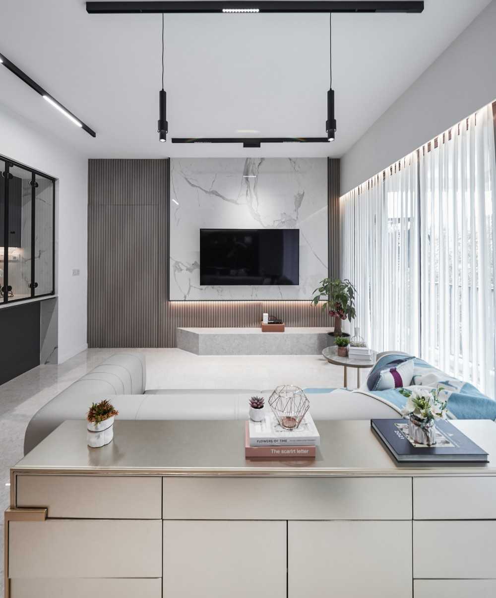 Contemporary Living Room with Coffee Table and TV