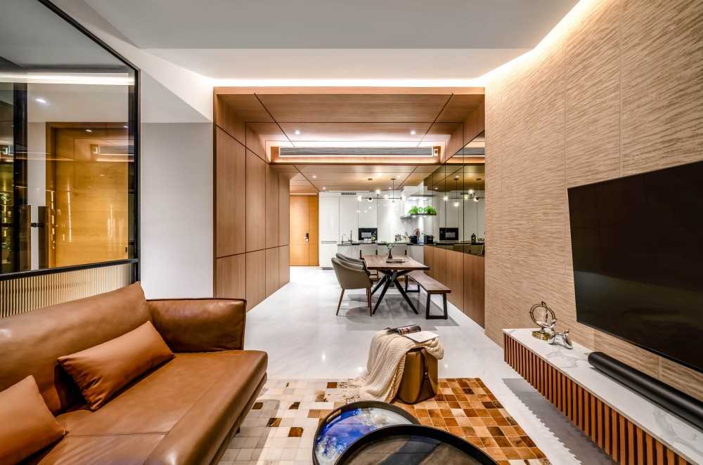 Contemporary Living Room with TV Console and Sofa