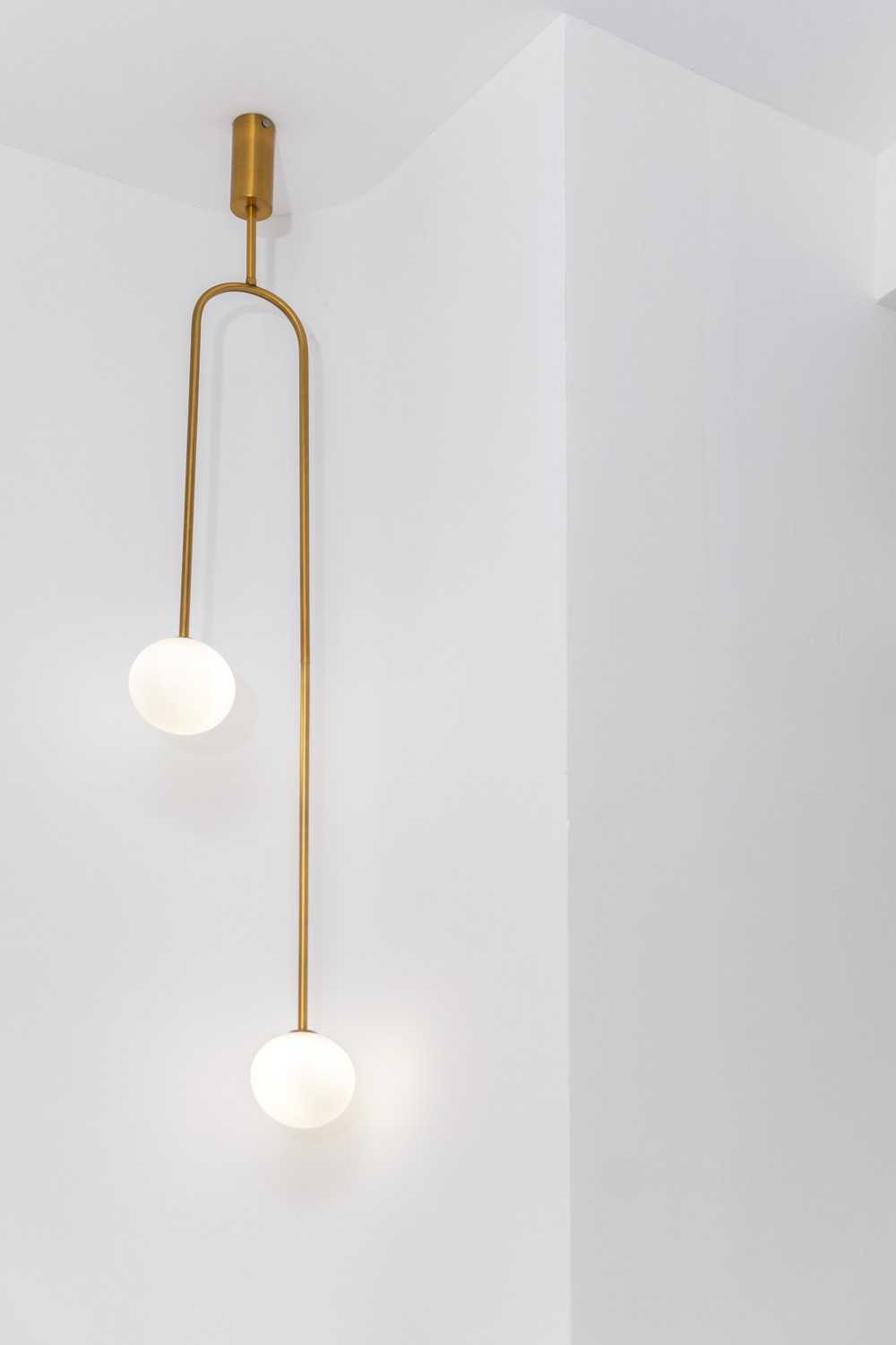 Minimalist Office with Drop Light and Lighting