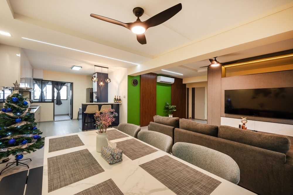 Contemporary Dining Room with Dining Table and Console Table