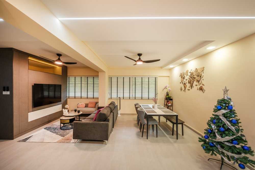 Contemporary Living Room with Vinyl Flooring and TV Console