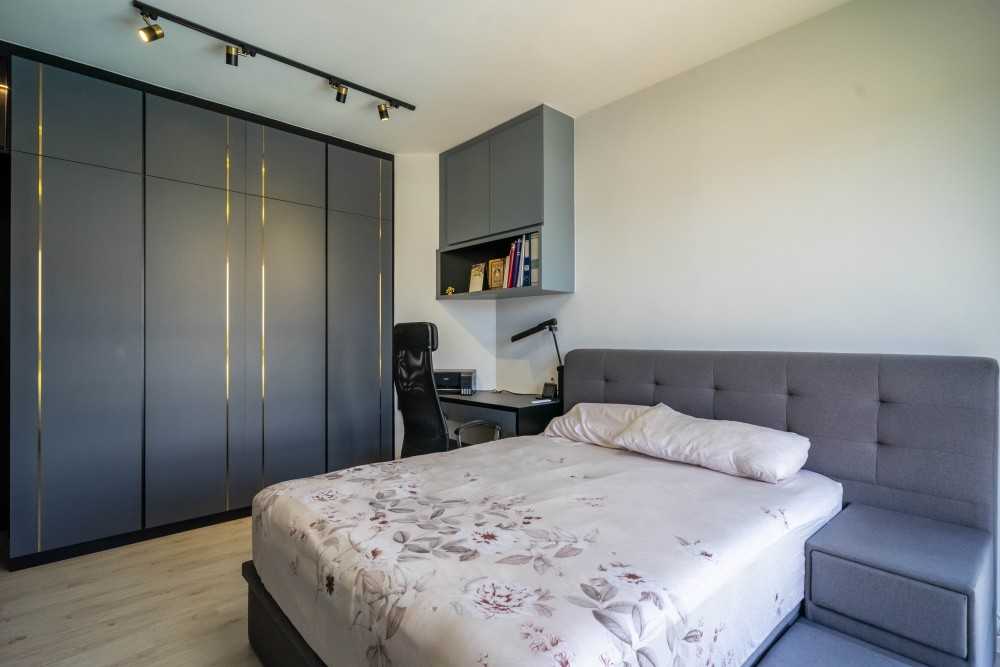 Contemporary Bedroom with Platform Bed and Wardrobe