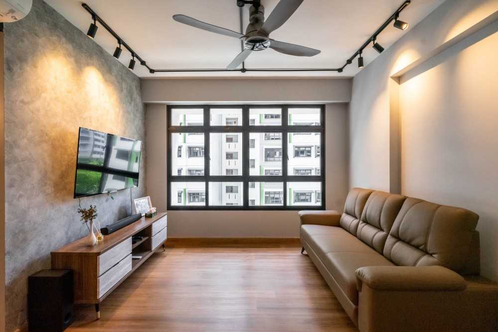 Modern Living Room with TV Console and Feature Wall
