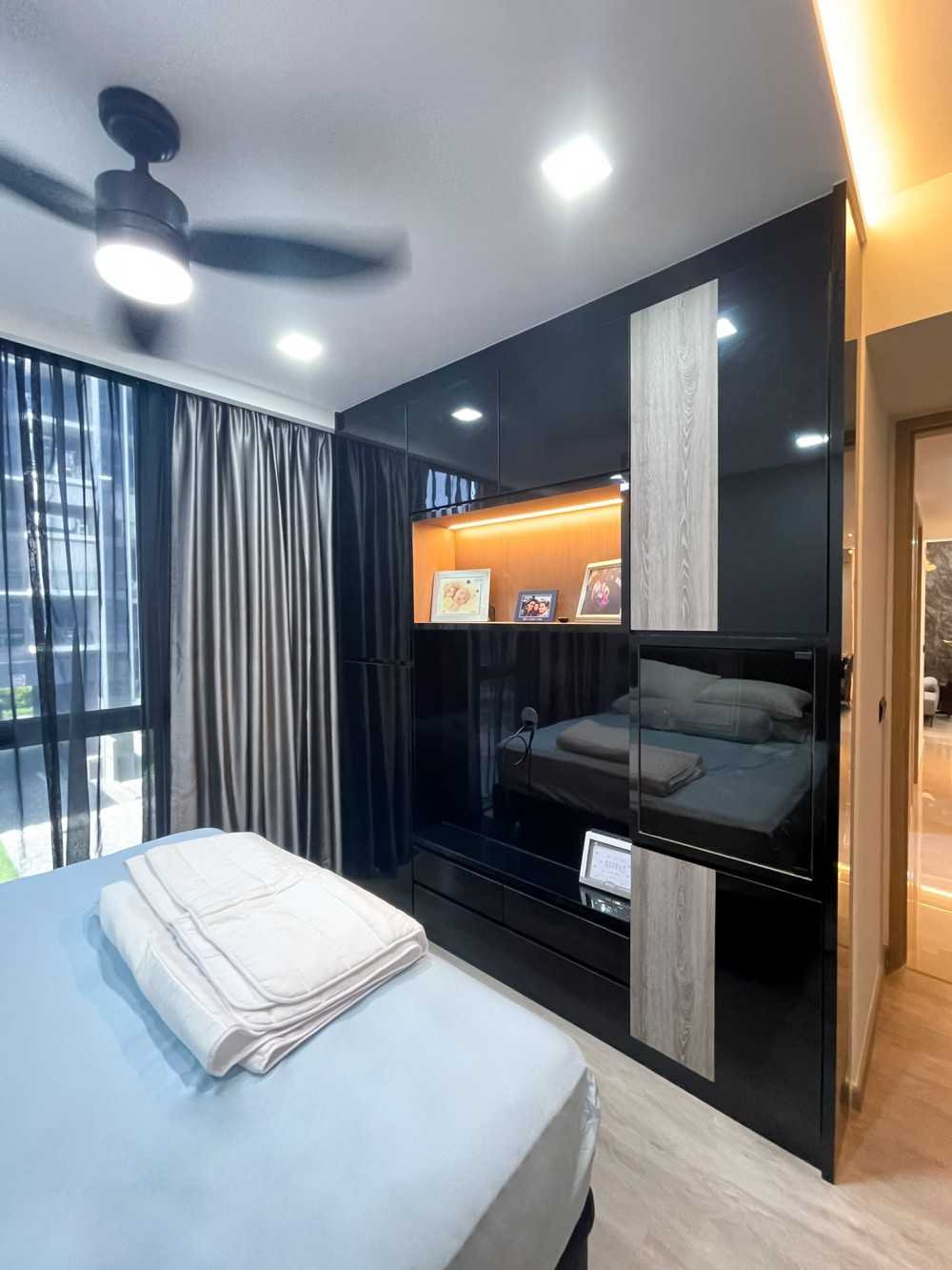 Modern Bedroom with TV Console and Wardrobe