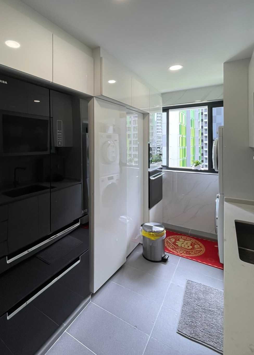 Modern Kitchen with Window Grille and Kitchen Accessories