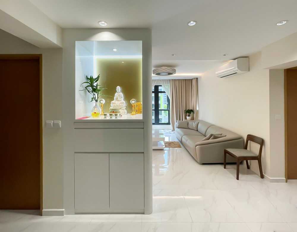 Modern Living Room with Window Grille and Paintings