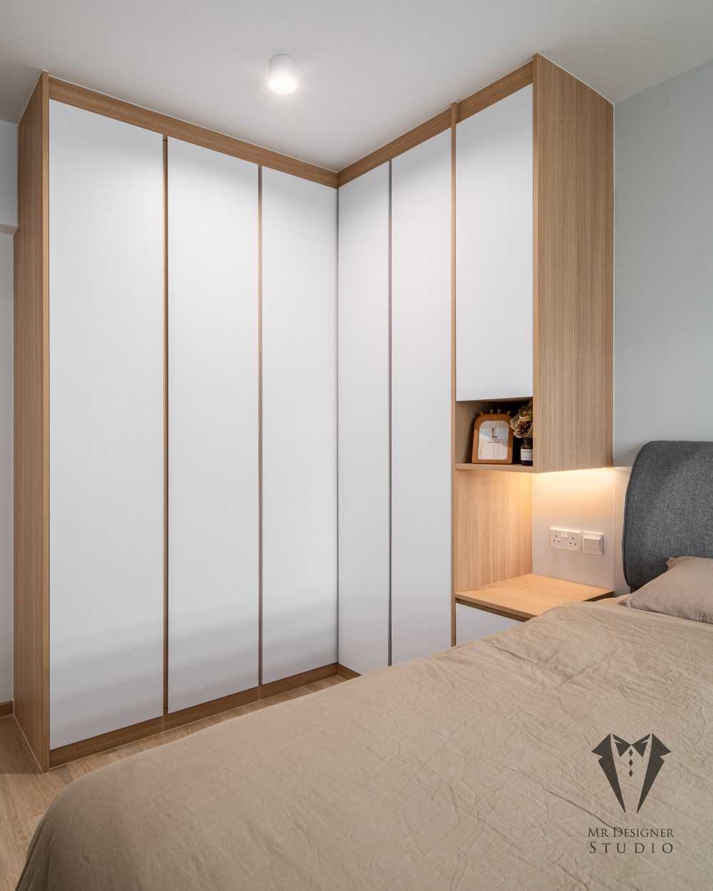 Scandinavian Bedroom with Vinyl Flooring and Wardrobe