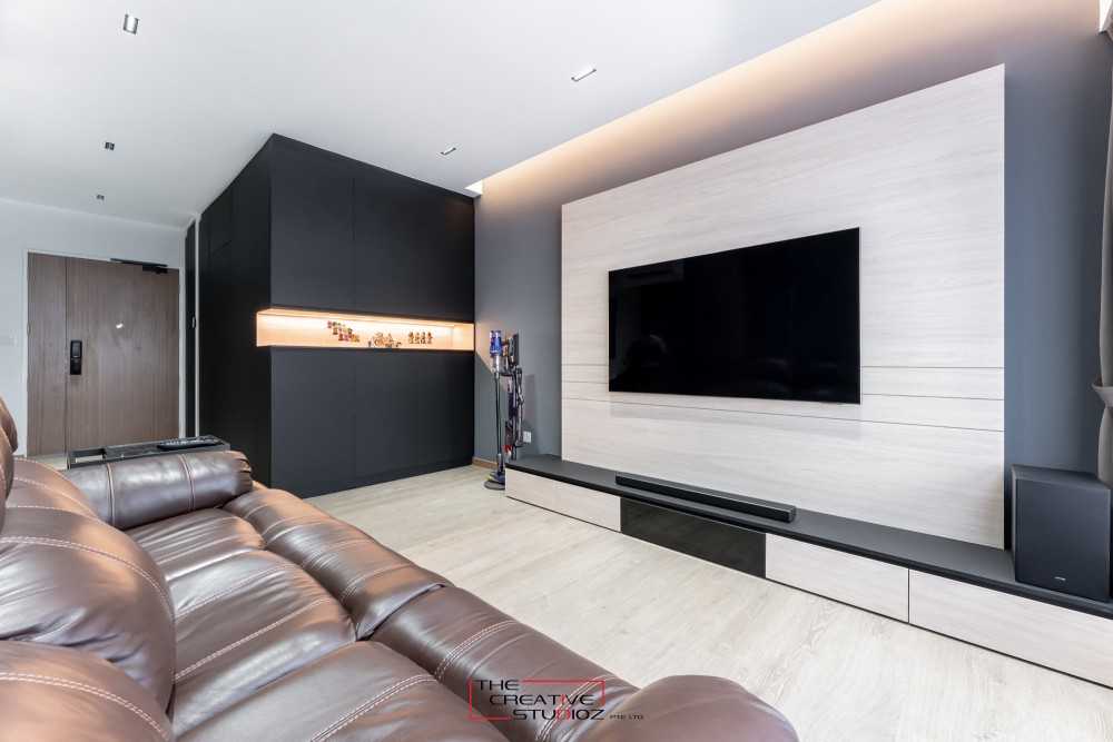 Modern Living Room with TV Console and Feature Wall