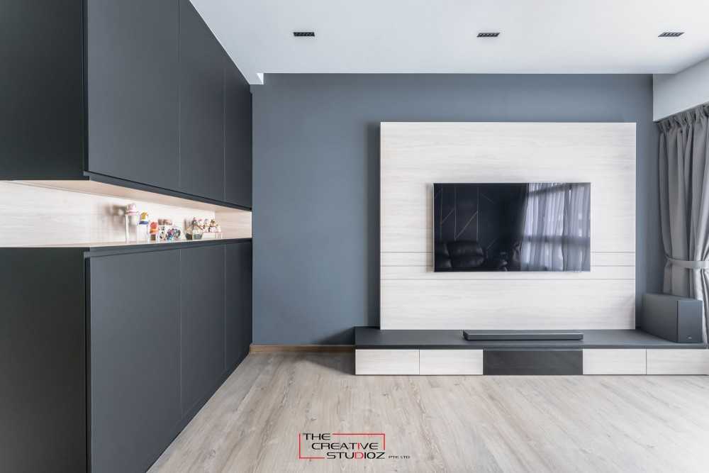 Modern Living Room with TV Console and Feature Wall