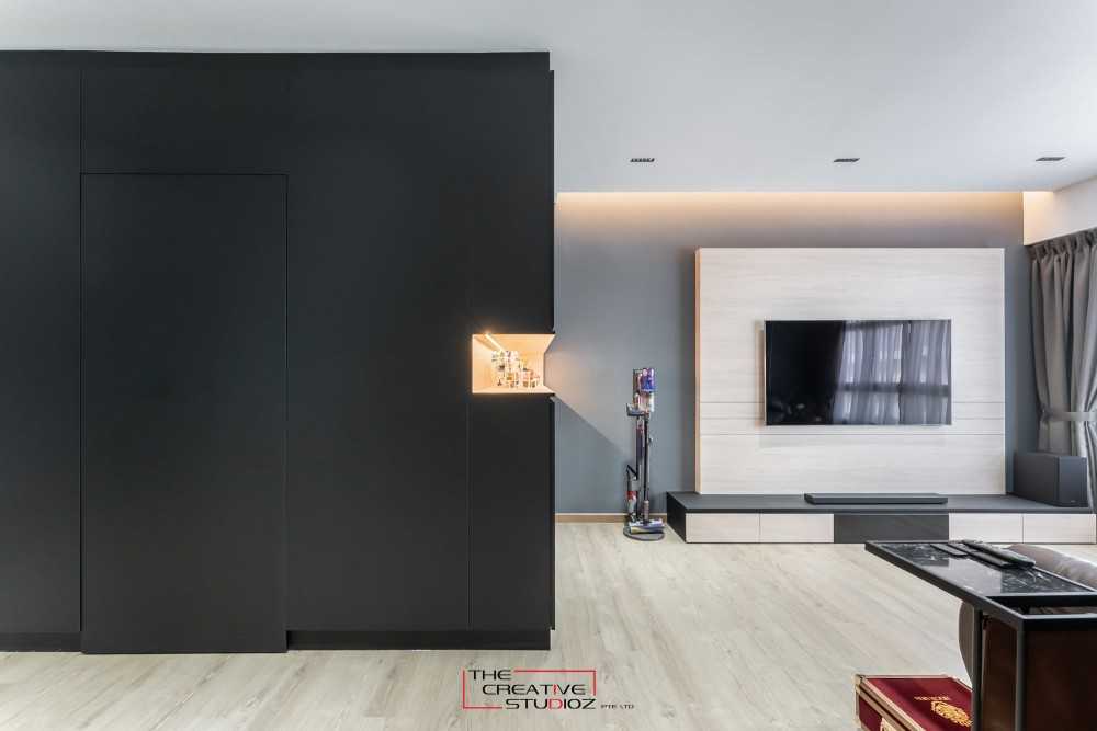 Modern Living Room with TV Console and Feature Wall