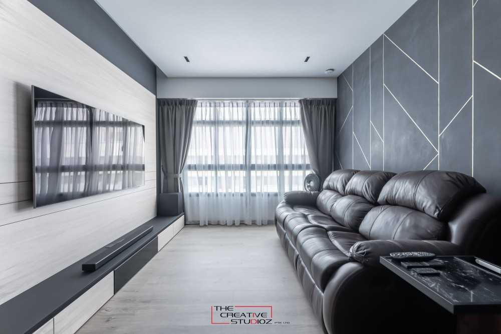 Modern Living Room with TV Console and Feature Wall