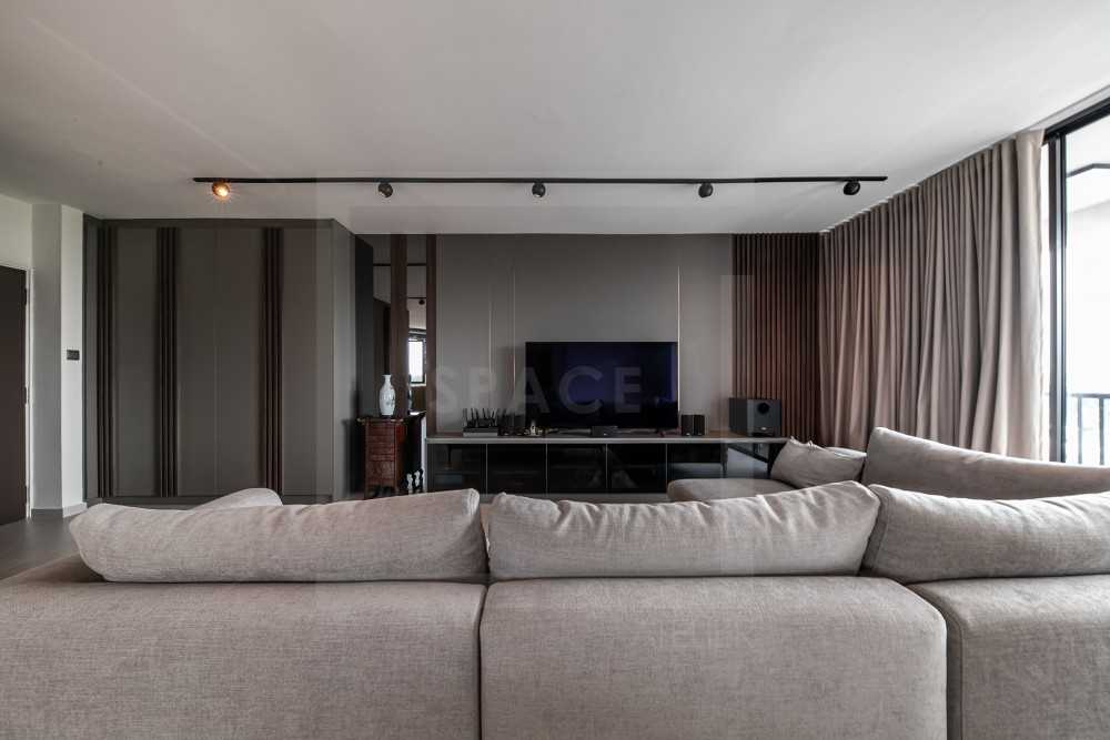 Contemporary Living Room with TV Console and Sofa