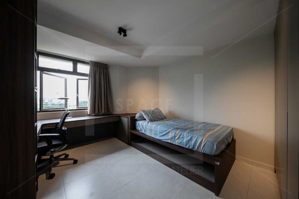 Contemporary Bedroom with Bookshelf and Wardrobe