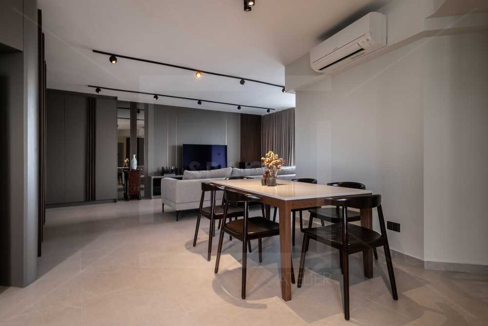 Contemporary Living Room with TV Console and Ceiling Light