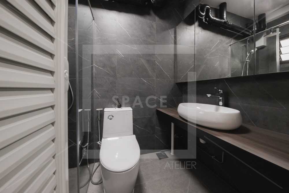 Scandinavian Bathroom with Mirror and Shower Screen