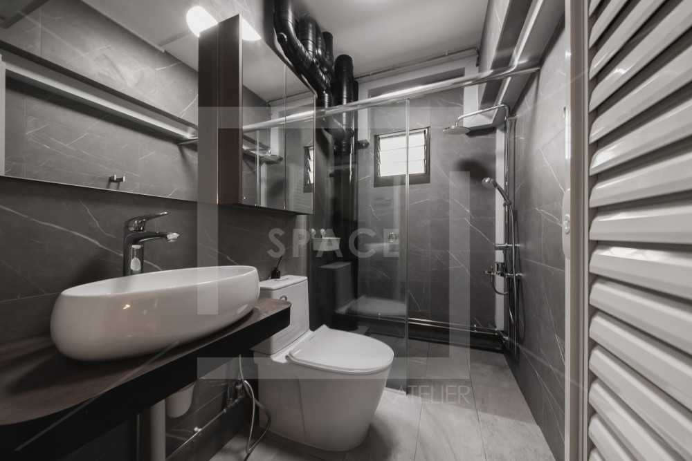 Scandinavian Bathroom with Mirror and Shower Screen
