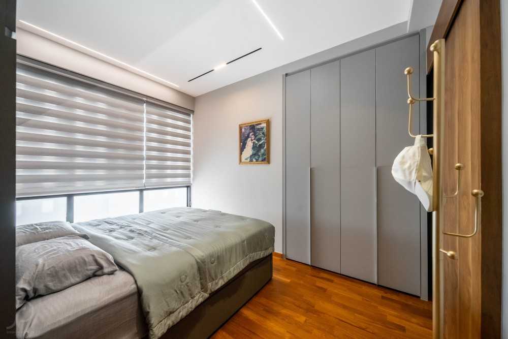 Modern Bedroom with Ceiling Light and Wardrobe