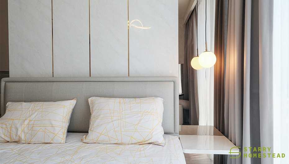 Modern Bedroom with Bay Window and Closet