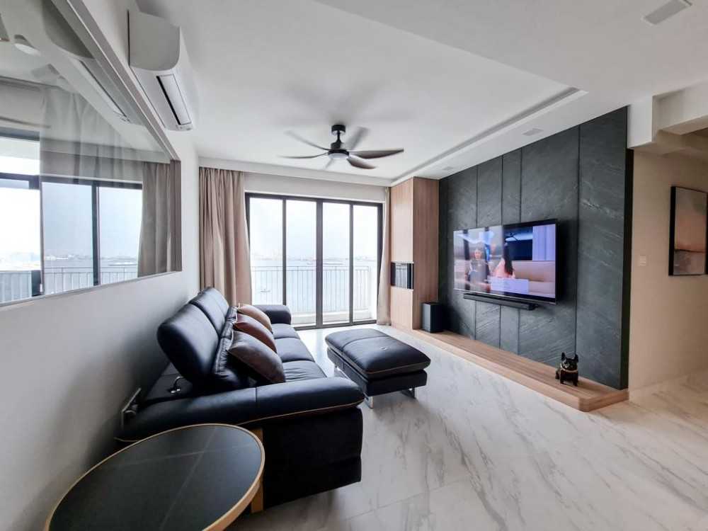 Modern Living Room with Settee and Homogeneous Tiles