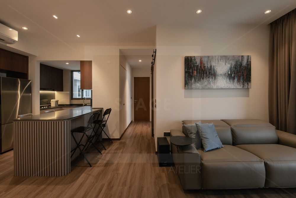 Modern Living Room with Vinyl Flooring and TV Console