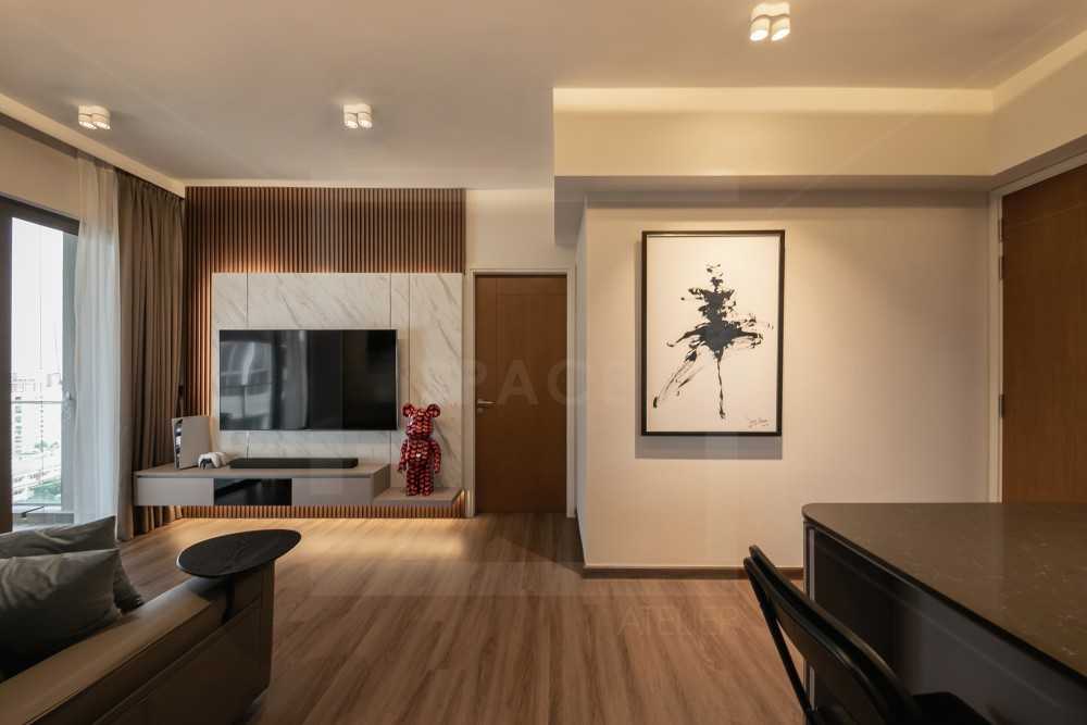 Modern Living Room with Vinyl Flooring and TV Console