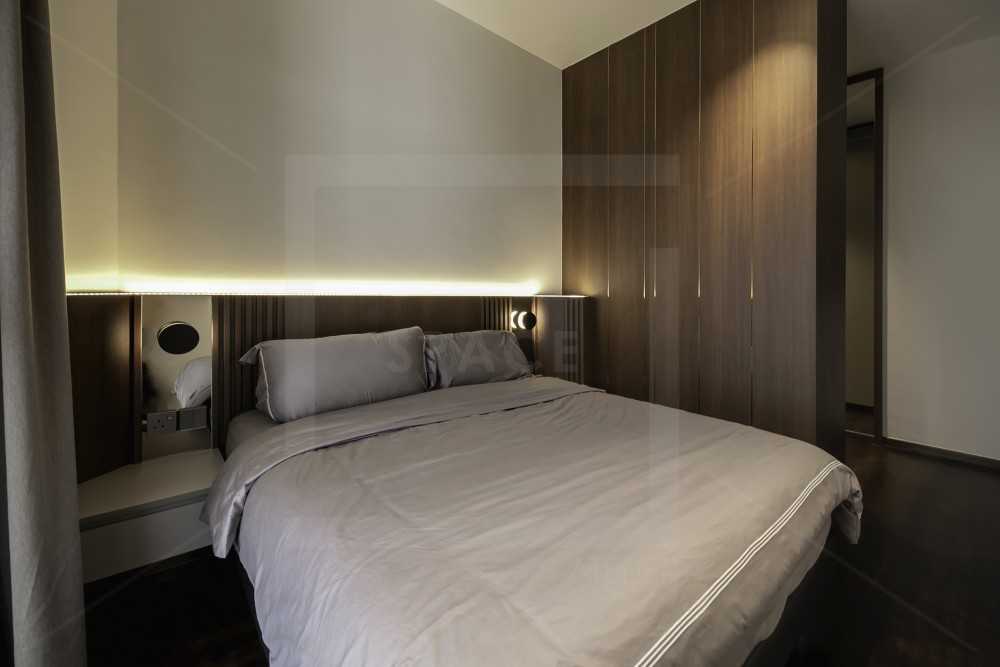 Modern Bedroom with Wardrobe and Bedside Table