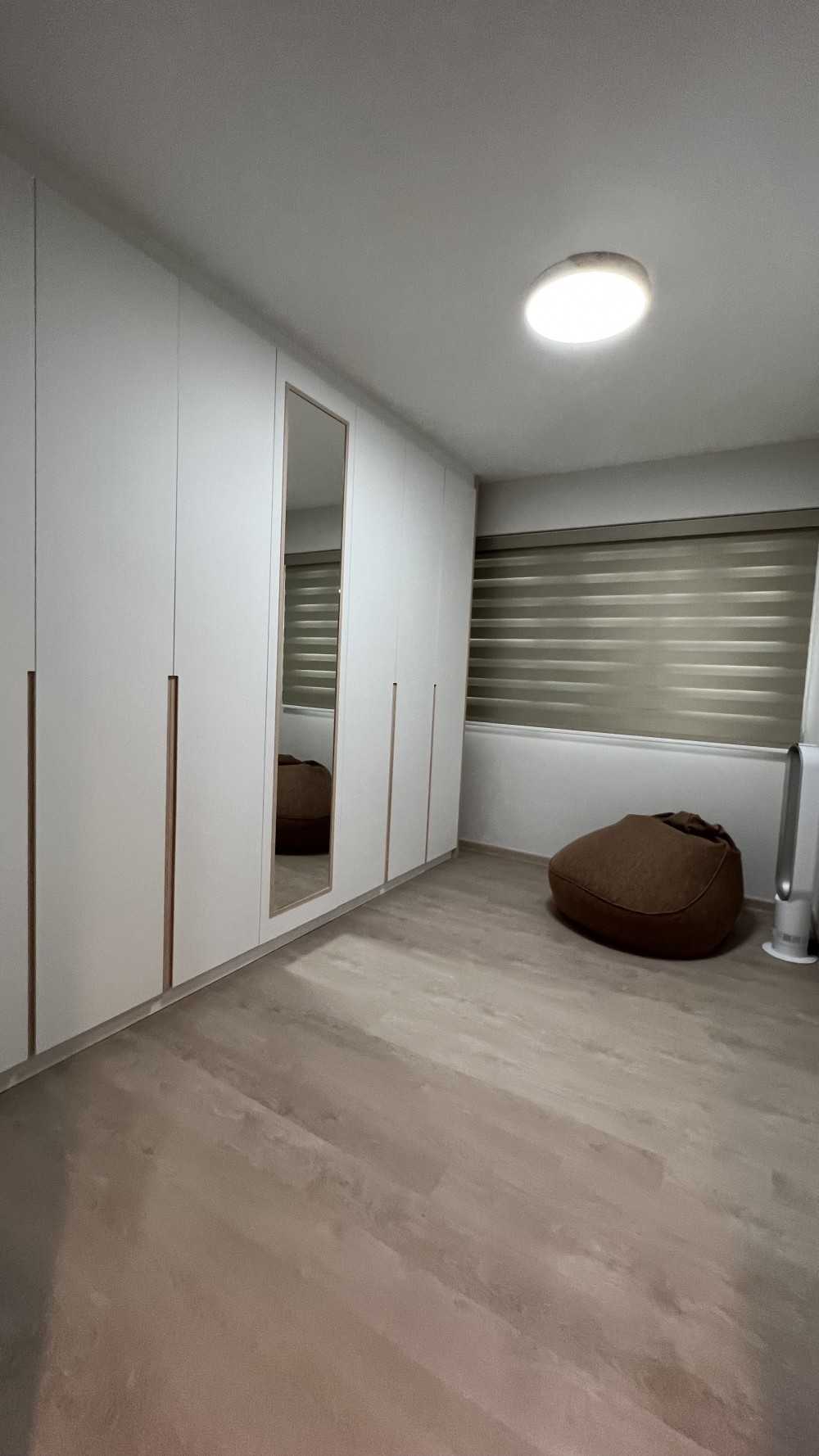 Scandinavian Bedroom with Vinyl Flooring and Wardrobe