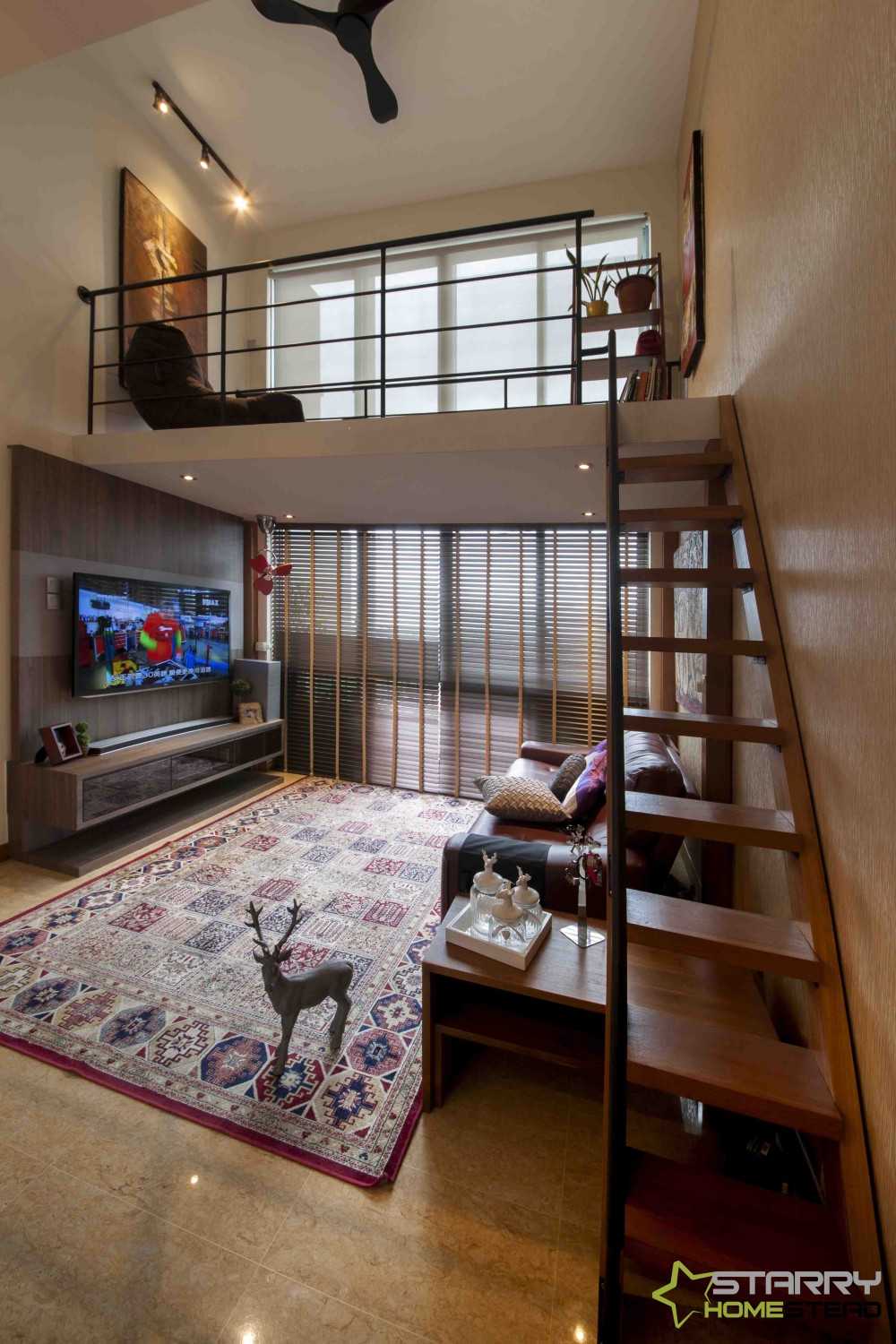 Contemporary Living Room with TV Console and Loft
