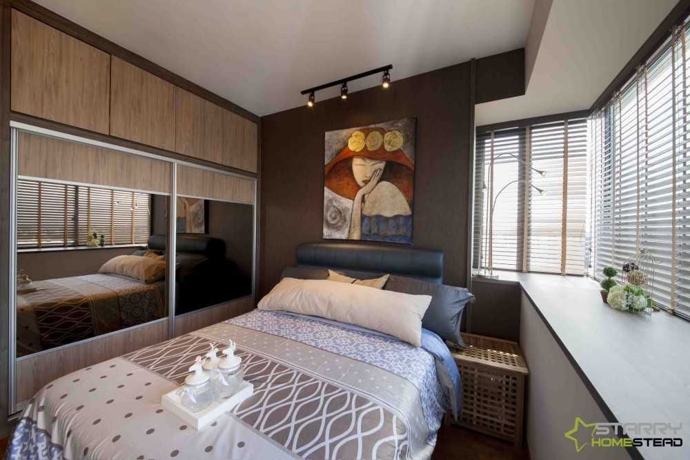 Contemporary Bedroom with Bay Window and Wardrobe