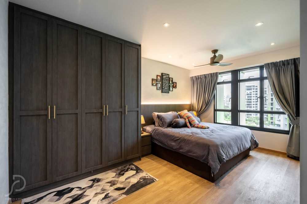 Modern Bedroom with Vinyl Flooring and Wood Flooring