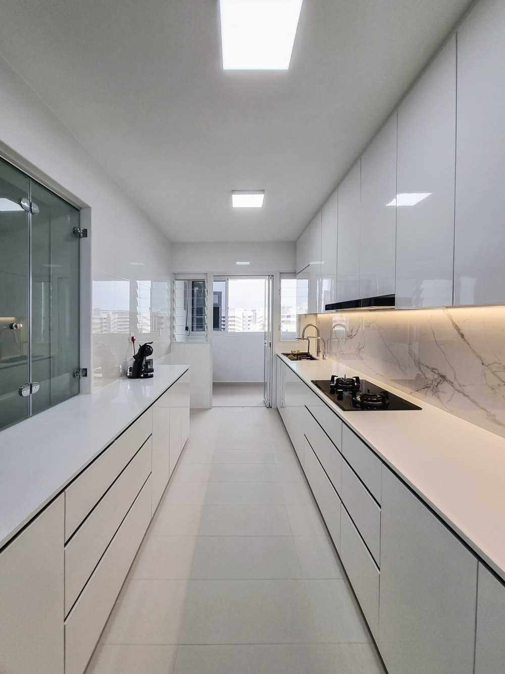 Modern Kitchen with Kitchen Window and Window Grille